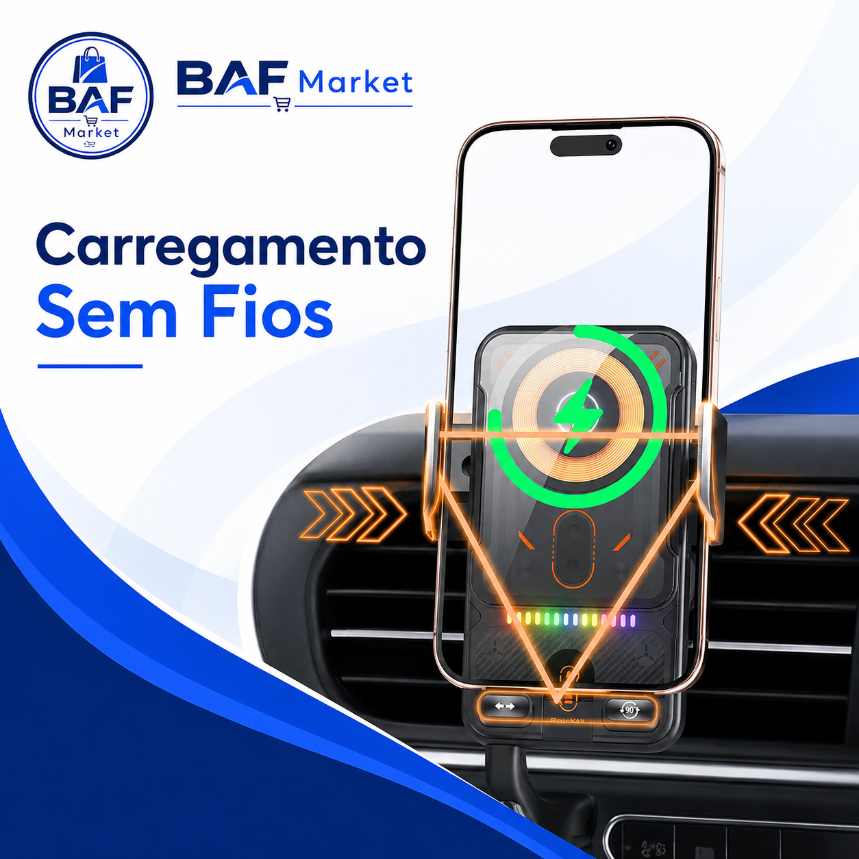 🔥Promoção do último dia 49%🔥Smart 2-In-1 Auto-Giratório Suporte para Telefone de Carro & Carregador Sem Fio