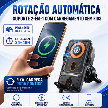 🔥Promoção do último dia 49%🔥Smart 2-In-1 Auto-Giratório Suporte para Telefone de Carro & Carregador Sem Fio