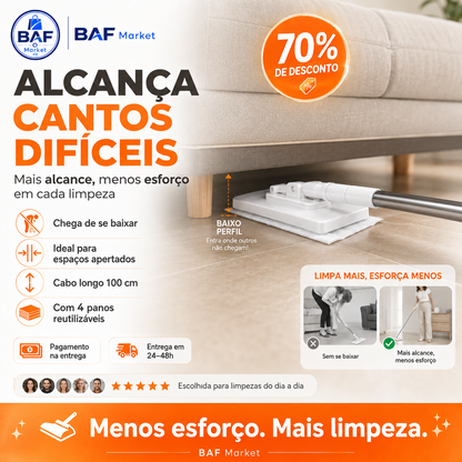 🔥 Último dia: 70% de desconto 🔥 Mopa multifuncional com 4 panos reutilizáveis