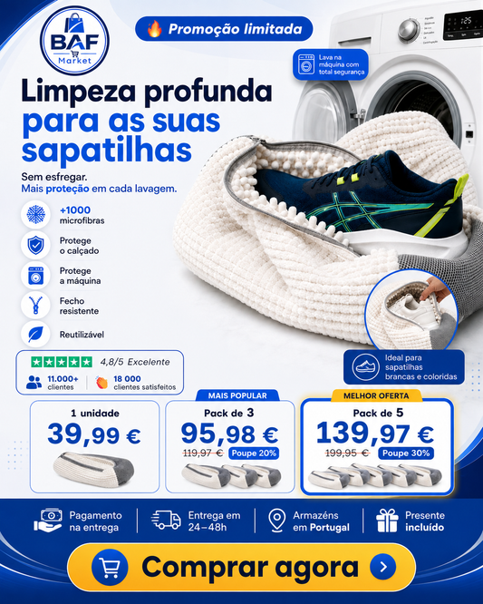 Bolsa de Lavagem para Calçado — Limpeza Profunda sem Esfregar