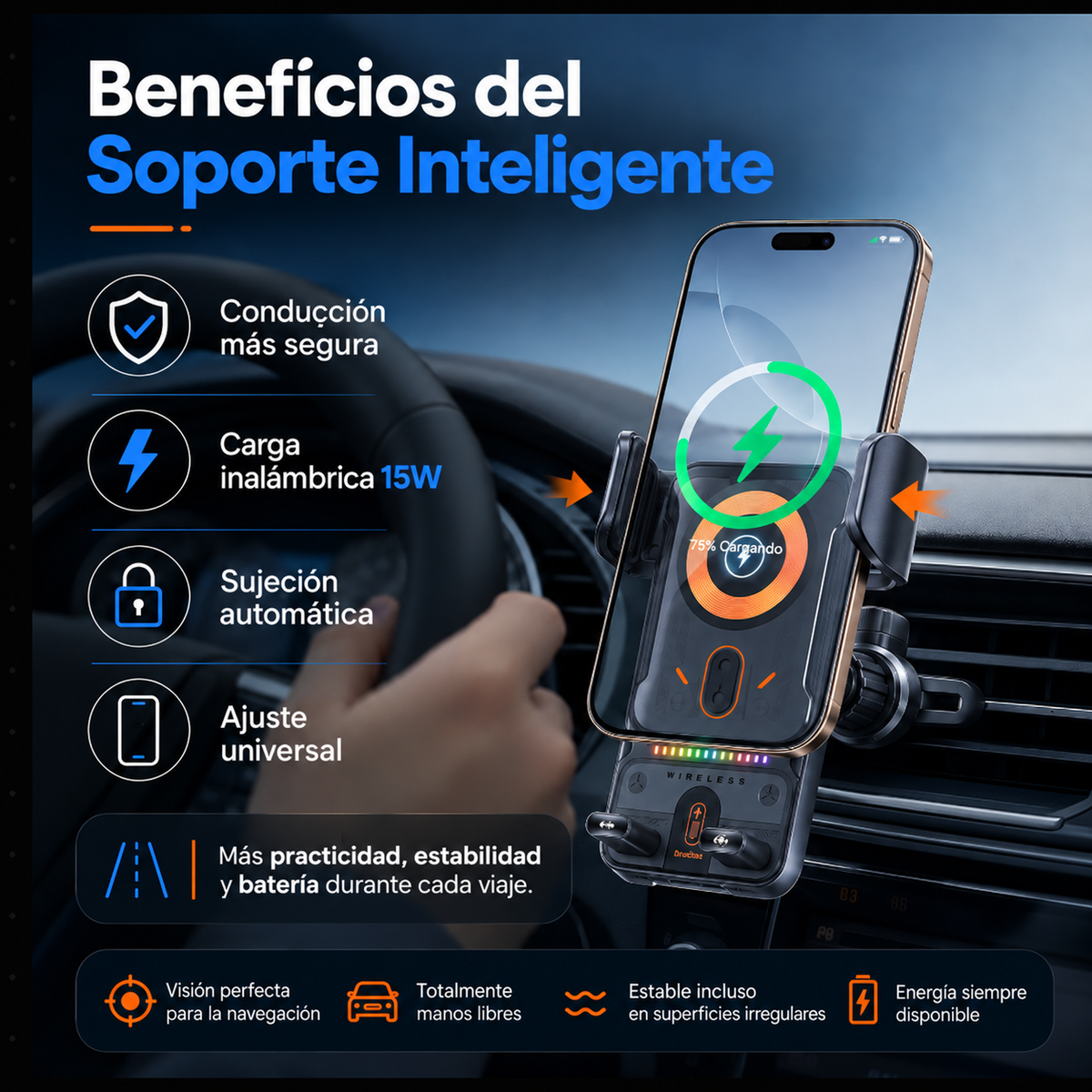 🔥 Oferta especial 🔥 Smart 2-en-1 Auto-Giratorio Soporte para Teléfono Móvil & Cargador Inalámbrico ¡Disfrute de un 10% de descuento en la 2a unidad!