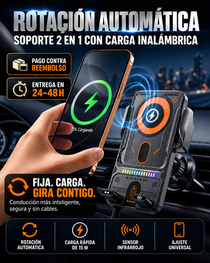 🔥 Oferta especial 🔥 Smart 2-en-1 Auto-Giratorio Soporte para Teléfono Móvil & Cargador Inalámbrico ¡Disfrute de un 10% de descuento en la 2a unidad!