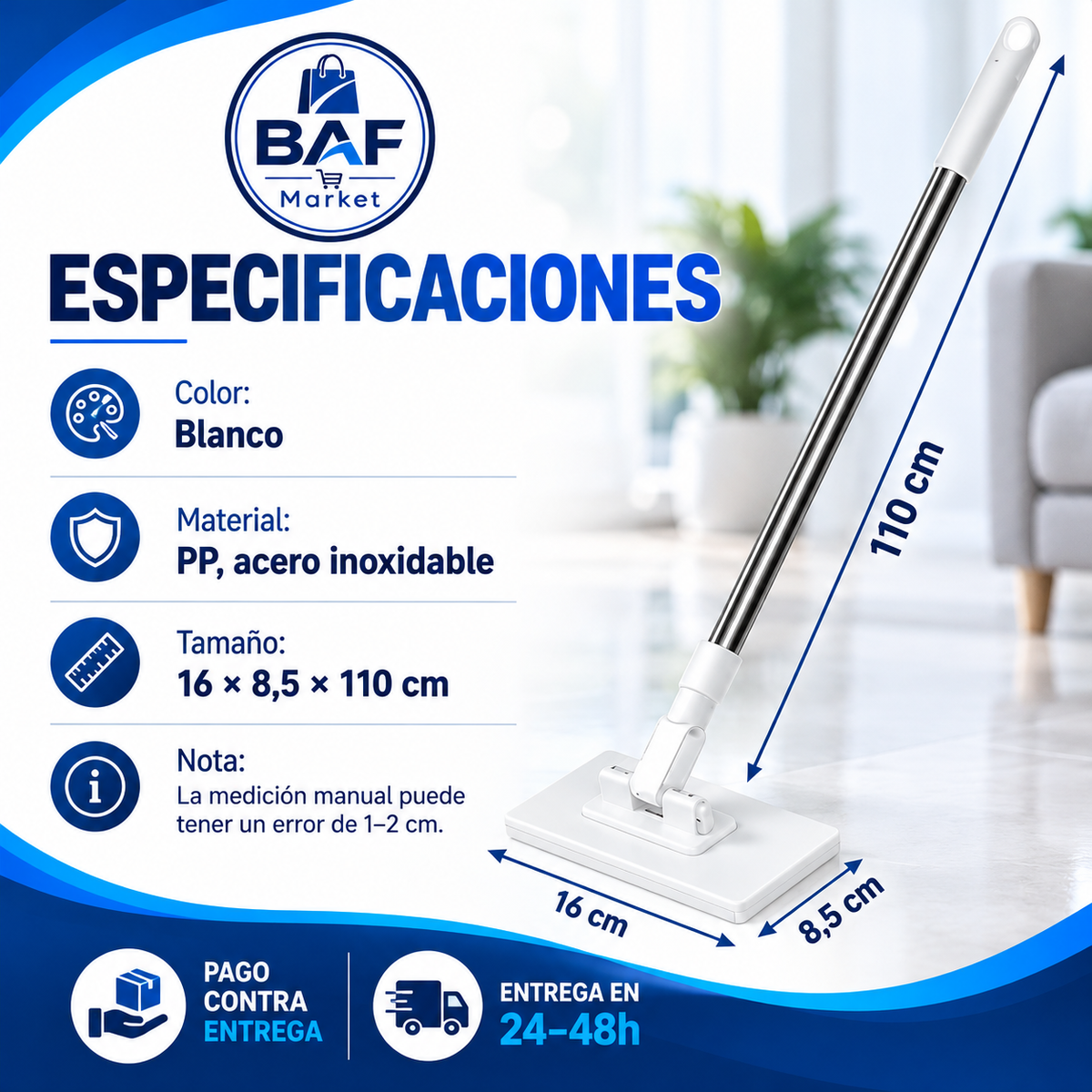 🔥 ¡Limpia tu hogar sin esfuerzo! 🏡 Mopa multifuncional con 2 paños reutilizables | ¡10 % de descuento en la 2.ª unidad! 🔥