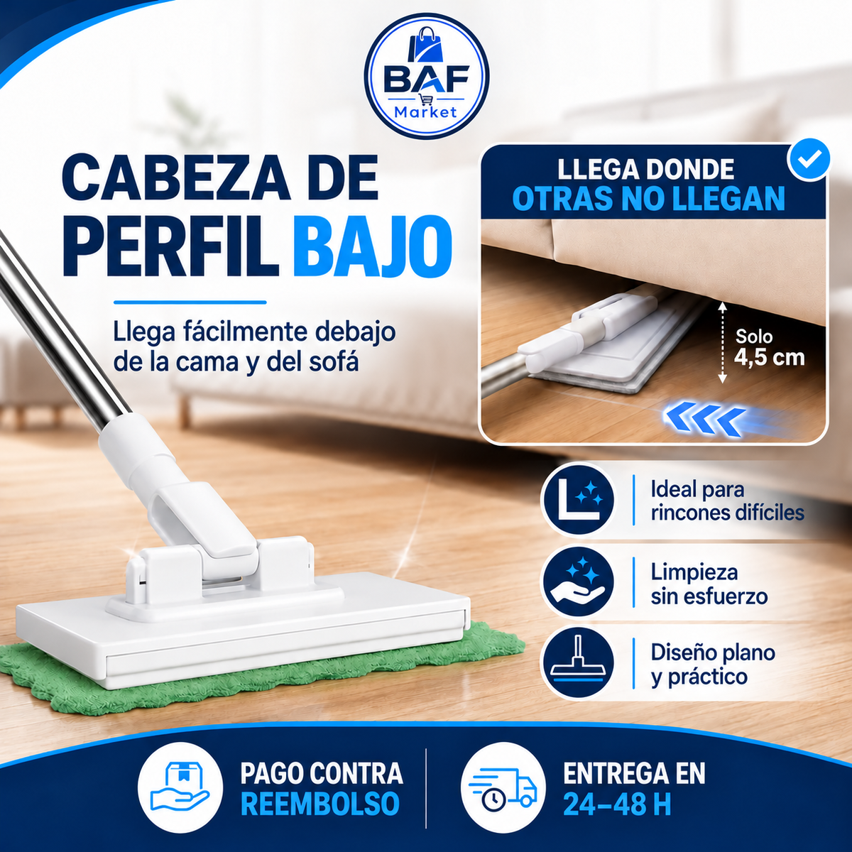 🔥 ¡Limpia tu hogar sin esfuerzo! 🏡 Mopa multifuncional con 2 paños reutilizables | ¡10 % de descuento en la 2.ª unidad! 🔥