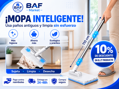 🔥 ¡Limpia tu hogar sin esfuerzo! 🏡 Mopa multifuncional con 2 paños reutilizables | ¡10 % de descuento en la 2.ª unidad! 🔥